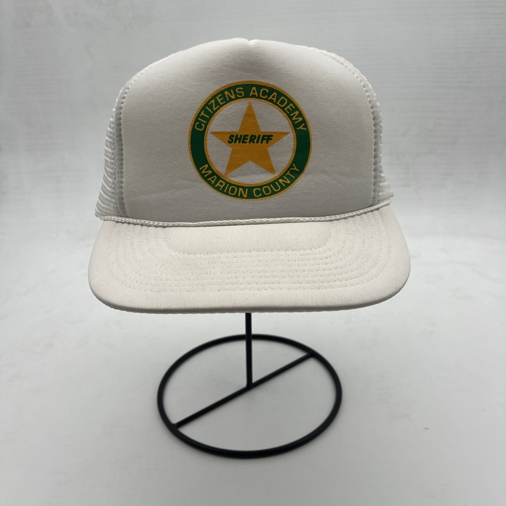 Vintage Sheriff Trucker Hat Citizens Academy Marion County White Cap Mesh
